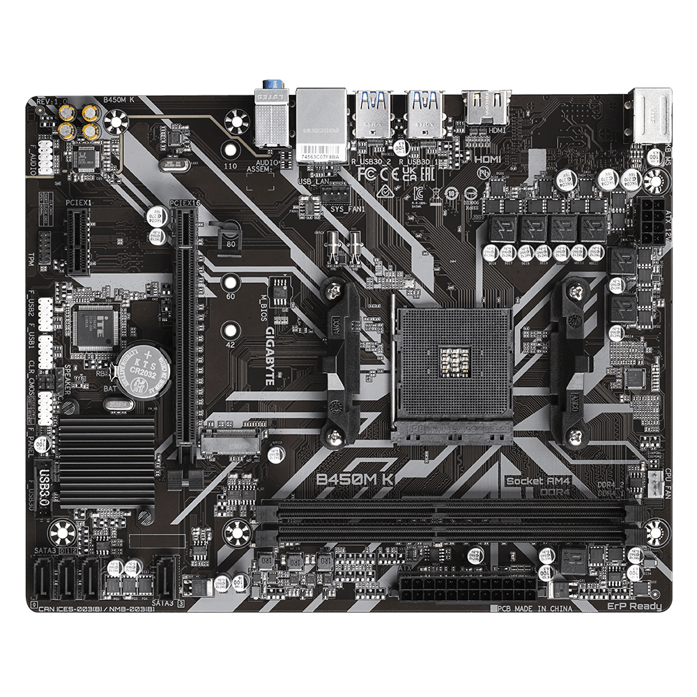 Placa de baza Gigabyte AMD AM4 mATX motherboard withwith LED lighting, DDR4 4400MHz, M.2, SATA 6Gbps and USB 3.1 Gen 2, "B450M K" — miniatură