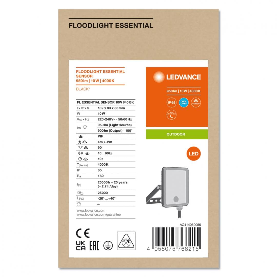 FL ESSENTIAL SENSOR 10W 840 BK LEDV "000004058075768215" — miniatură
