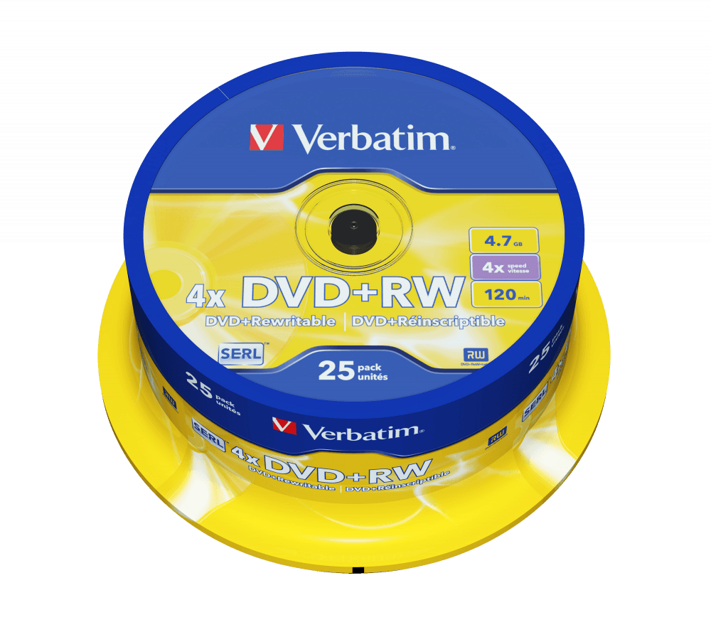 DVD+RW VERBATIM, 4.7GB VITEZA 4X, MATT SILVER SURFACE, SPINDLE, 25 BUC, "43489"