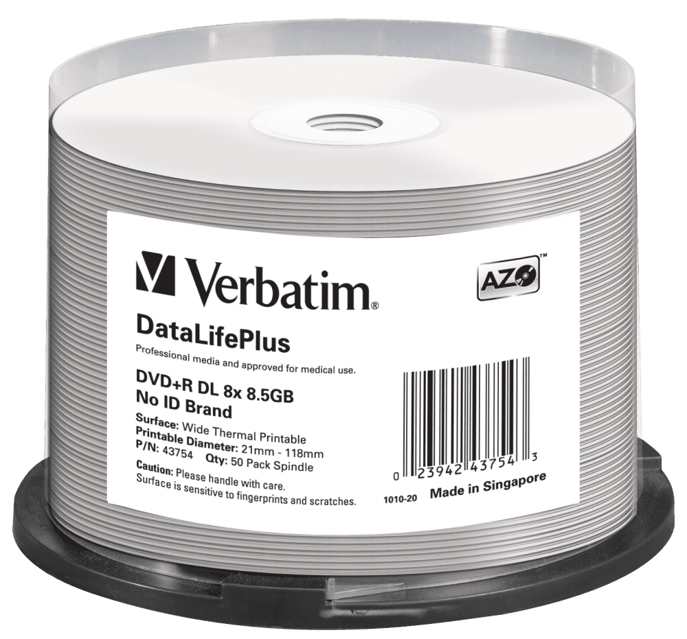 DVD+R VERBATIM, 8.5GB, VITEZA 8X, DOUBLE LAYER WIDE THERMAL PRINTABLE, SPINDLE, 50 BUC, "43754"