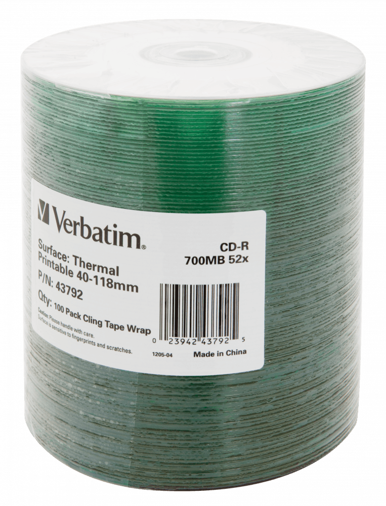 CD-R VERBATIM 700MB, VITEZA 52X, THERMAL PRINTABLE CLING TAPE, WRAPPED, 100 BUC, "43792"
