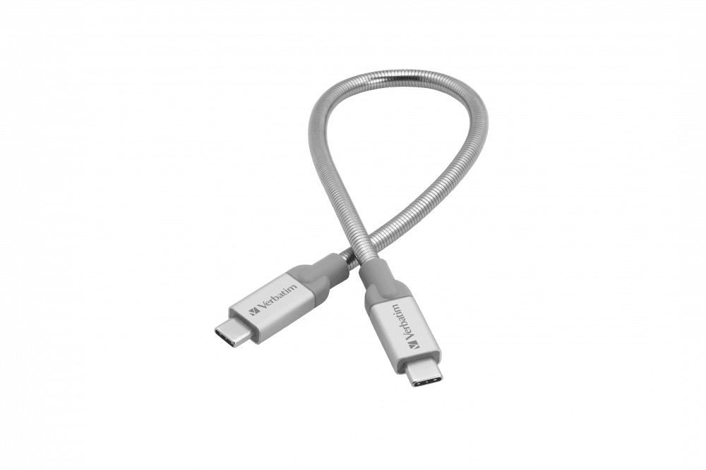 CABLU USB 3.1 VERBATIM TYPE-C LA TYPE-C, STAINLESS STEEL, CABLU 30CM ARGINTIU "48867" — miniatură