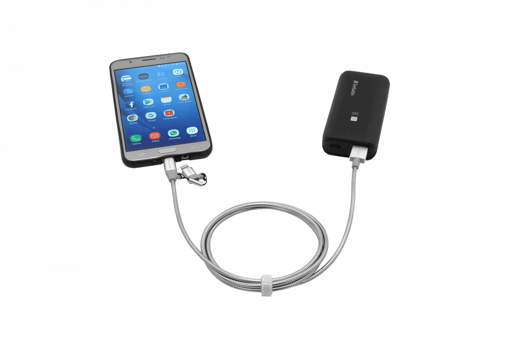 CABLU 2-IN-1 LIGHTNING VERBATIM, MICRO B, STAINLESS STEEL, SYNC, CABLU, 100CM, SILVER "48869" — miniatură