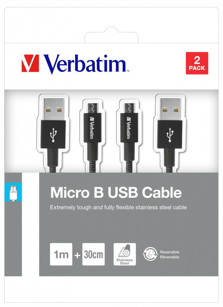 CABLU MICRO USB B VERBATIM, SYNC, 100CM, NEGRU, CABLU MICRO USB B, SYNC, 30CM, NEGRU "48875" — miniatură
