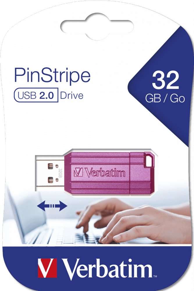 MEMORIE USB VERBATIM PINSTRIPE STORE ` N` GO 32GB USB 2.0 ROZ "49056" — miniatură