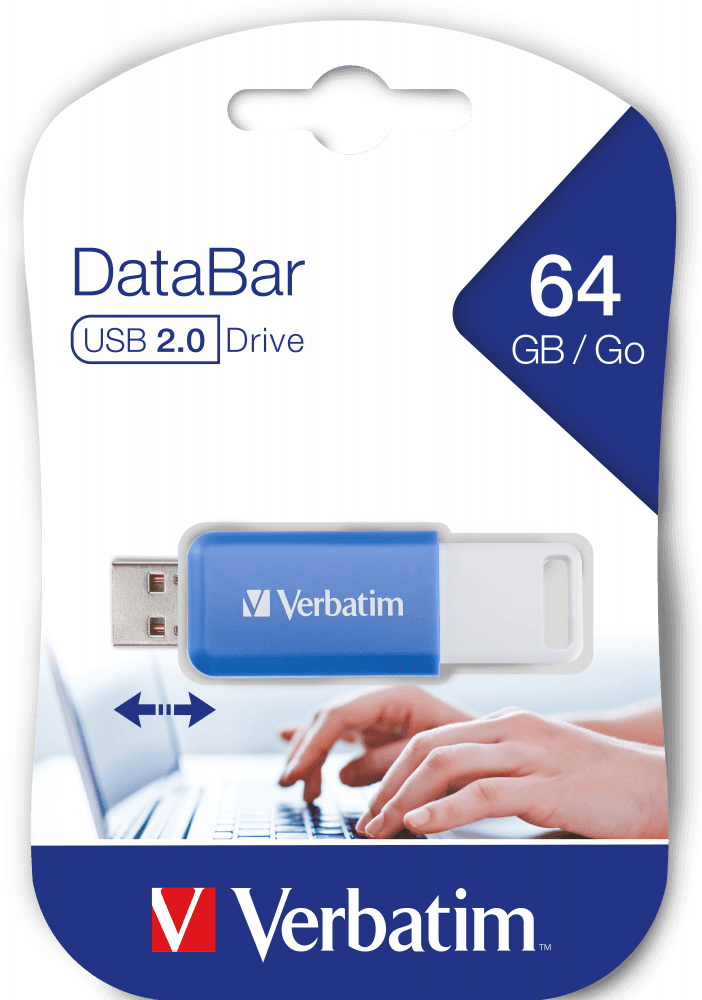 MEMORIE USB VERBATIM DATABAR 64GB USB 2.0 ALBASTRU "49455" — miniatură