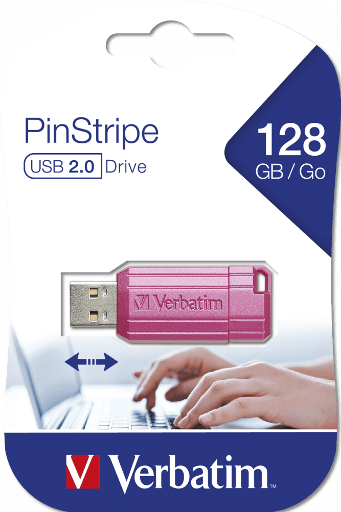 MEMORIE USB VERBATIM PINSTRIPE 128GB StoreNGo USB 2.0 ROZ "49460" — miniatură