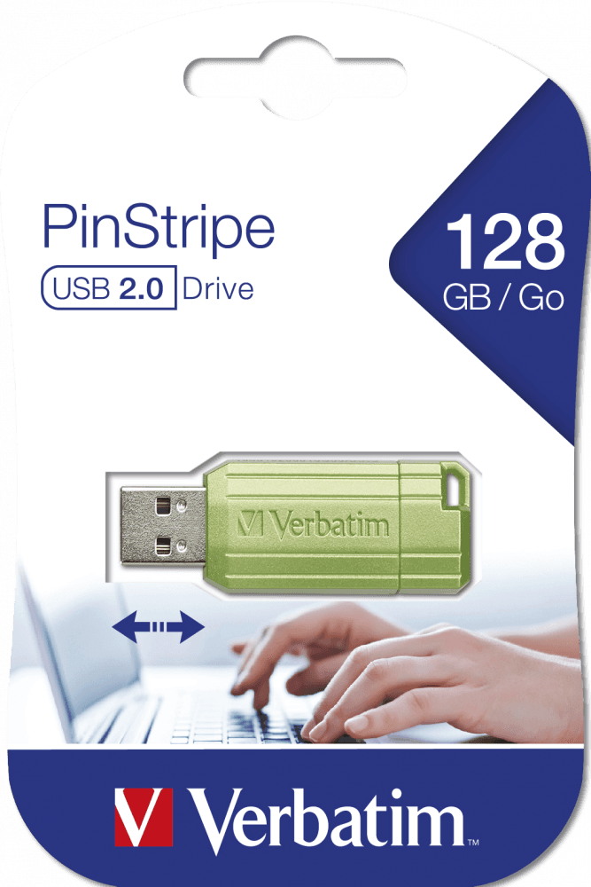 MEMORIE USB VERBATIM PINSTRIPE StoreNGo 128GB USB 2.0 VERDE "49462" — miniatură