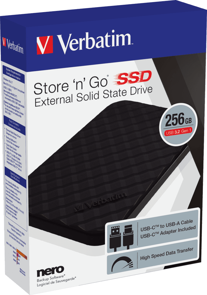 SSD EXTERN VERBATIM StoreNGo GEN 1 USB 3.2 256GB NEGRU (USB TYPE C) "53249" — miniatură