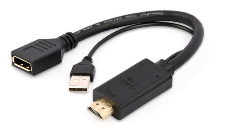 ADAPTOR video GEMBIRD, HDMI (T) la DisplayPort (M), rezolutie maxima 4K (3840 x 2160) la 30Hz, activ USB powered, black, "A-HDMIM-DPF-01"
