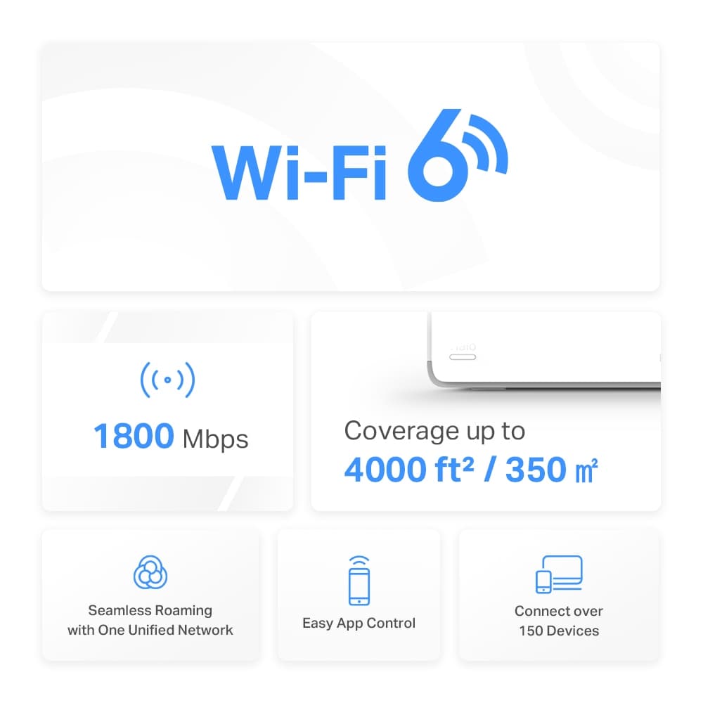MESH MERCUSYS, wireless, router AX1800, pt interior, 1800 Mbps, port LAN si WAN Gigabit, 2.4 GHz | 5 GHz, standard 802.11ac, "Halo H70X(2-pack)" — miniatură