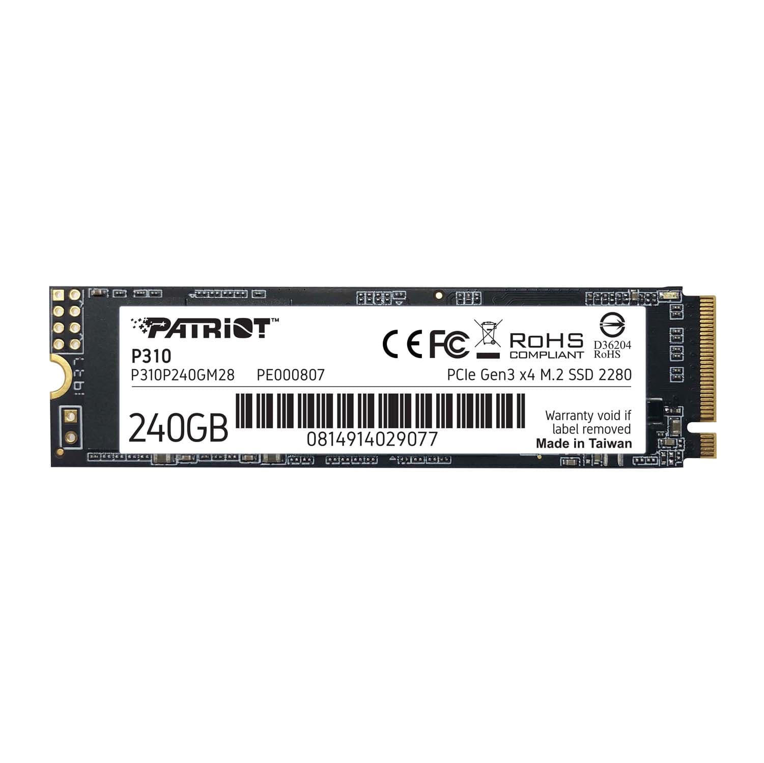 SSD PATRIOT, P310, 240 GB, M.2, PCIe Gen3.0 x4, R/W: 1700/1000 MB/s, "P310P240GM28"