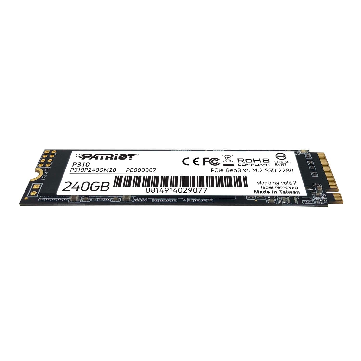 SSD PATRIOT, P310, 240 GB, M.2, PCIe Gen3.0 x4, R/W: 1700/1000 MB/s, "P310P240GM28" — miniatură