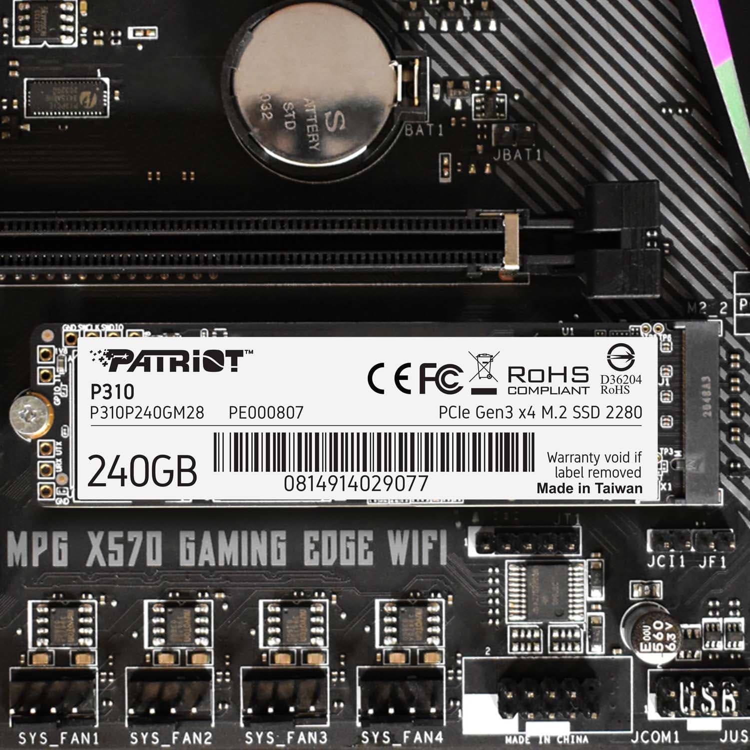 SSD PATRIOT, P310, 240 GB, M.2, PCIe Gen3.0 x4, R/W: 1700/1000 MB/s, "P310P240GM28" — miniatură