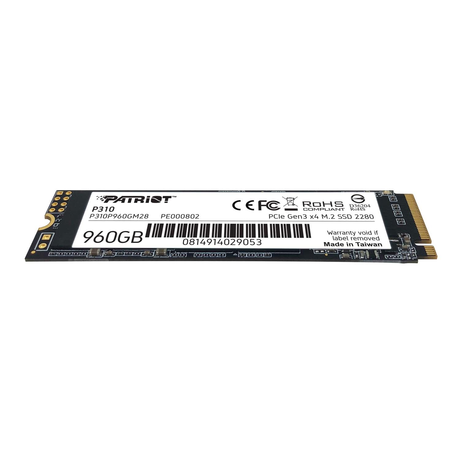SSD PATRIOT, P310, 960 GB, M.2, PCIe Gen3.0 x4, R/W: 2100/1800 MB/s, "P310P960GM28" — miniatură