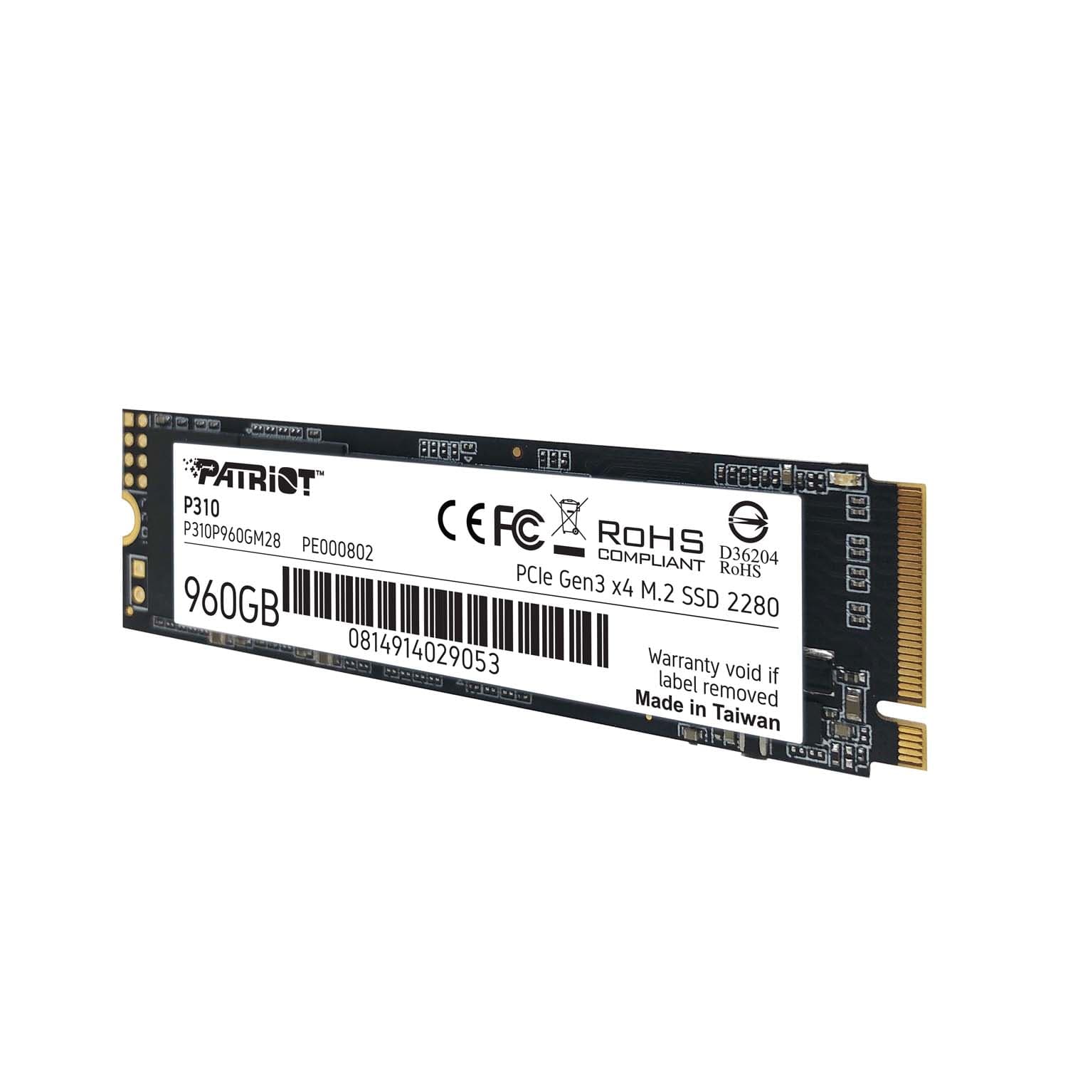 SSD PATRIOT, P310, 960 GB, M.2, PCIe Gen3.0 x4, R/W: 2100/1800 MB/s, "P310P960GM28" — miniatură