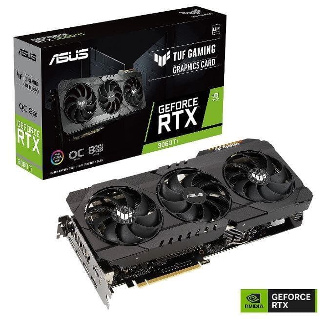 VGA PCIE16 RTX3060TI 8GB/TUF-RTX3060TI-O8GD6X-GAM ASUS "TUF-RTX3060TI-O8GD6X-GAM"