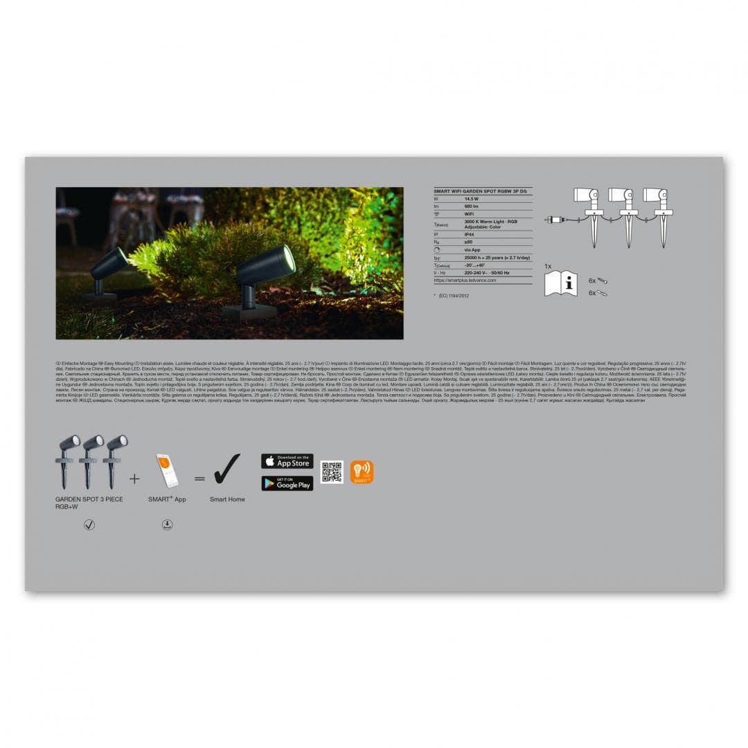 SMART WIFI GARDEN SPOT RGBW 3P DG LEDV "000004058075478497" — miniatură