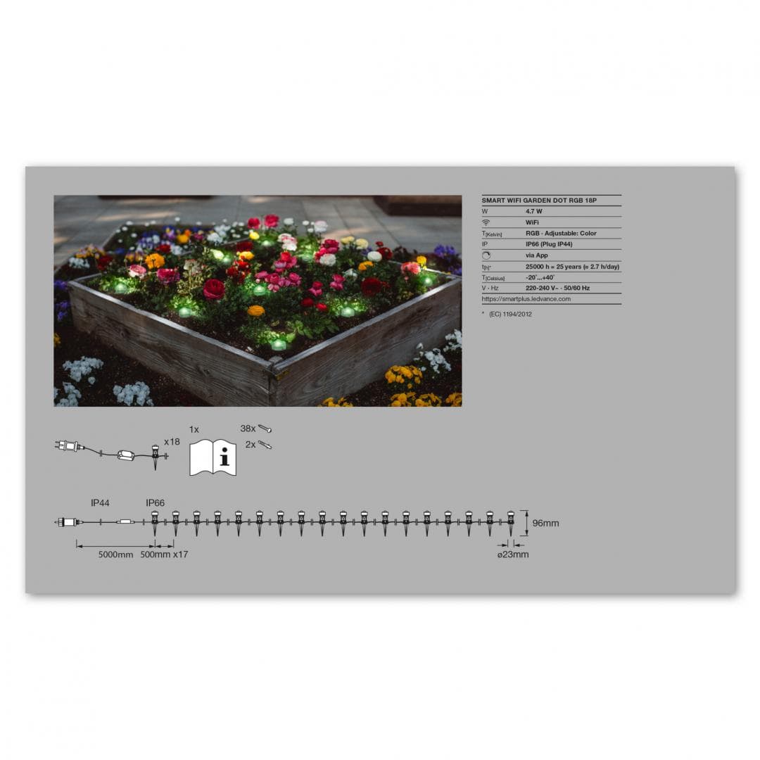 SMART WIFI GARDEN DOT RGB 18P LEDV "000004058075478558"