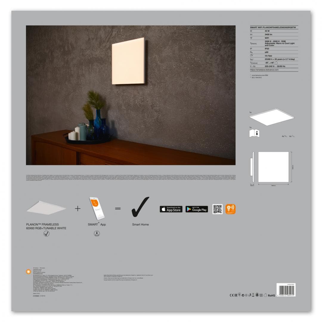 SMART WIFI PLANONFRAMELES60X60RGBTWLEDV "000004058075484474" — miniatură
