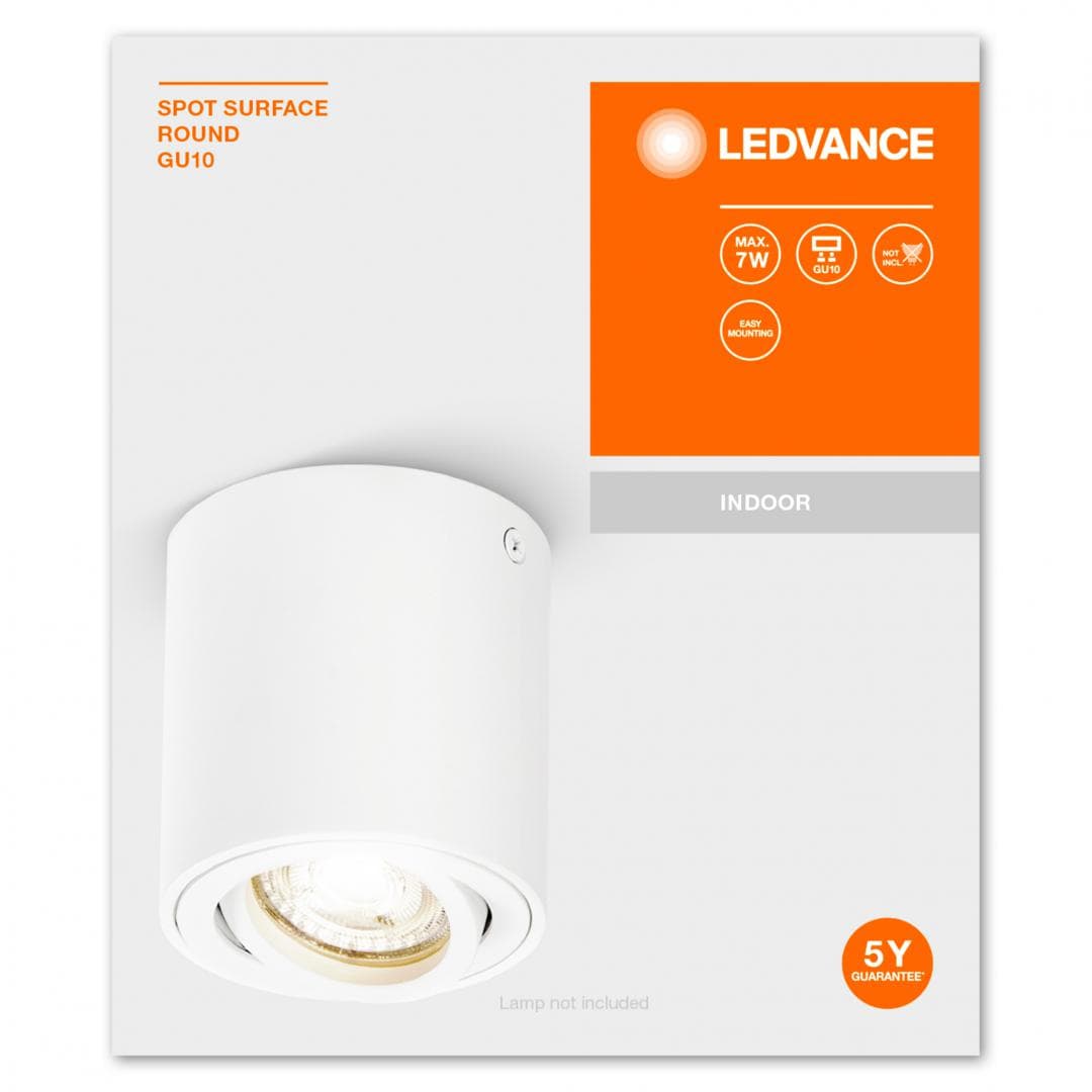 SPOT SURFACE ROUND WT GU10 LEDV "000004058075758667"