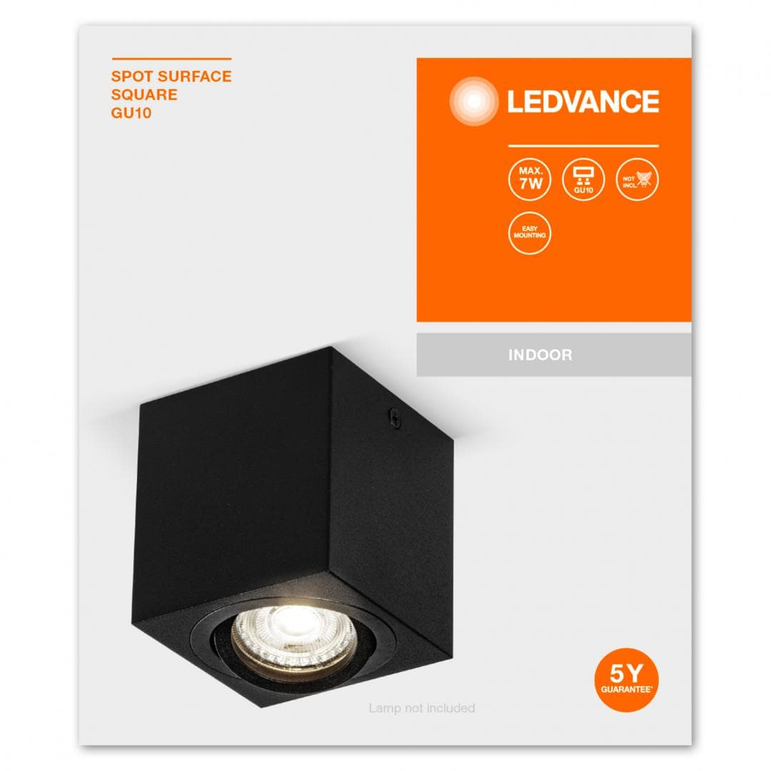 SPOT SURFACE SQUARE BK GU10 LEDV "000004058075758681"