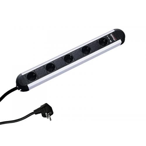 PRELUNGITOR Bachmann, Schuko x 5, conectare prin Schuko (T), cablu 1.75 m, 16 A, protectie copii, negru | argintiu, "BM-331.032"