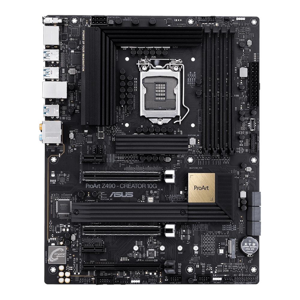 ASUS ProART Z490-CREATOR 10G LGA1200 DDR4 2xM.2 4xSATA 2.5Gbps LAN 1xHDMI 1xDP ATX MB, "PROART Z490-CREATOR 10G" — miniatură