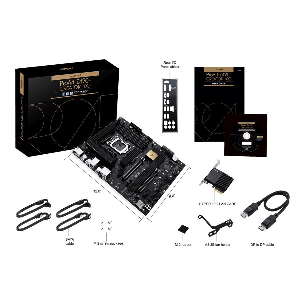 ASUS ProART Z490-CREATOR 10G LGA1200 DDR4 2xM.2 4xSATA 2.5Gbps LAN 1xHDMI 1xDP ATX MB, "PROART Z490-CREATOR 10G" — miniatură
