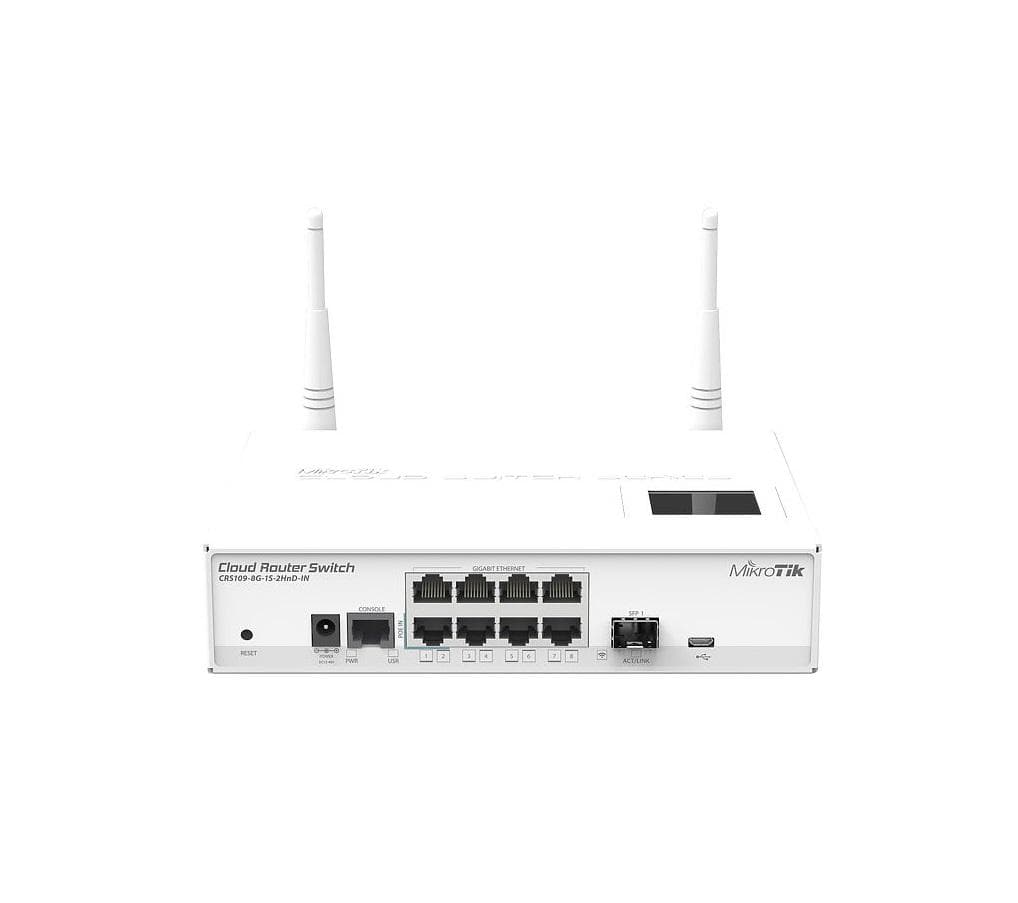 MIKROTIK SWITCH 8LAN GB 1SFP 1USB LCD "CRS109-8G-1S2HNDIN"