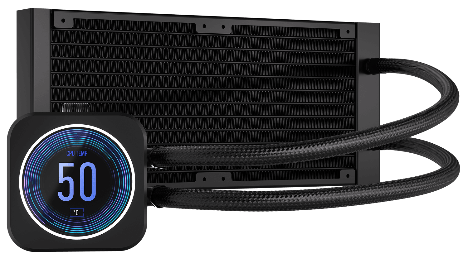 Cooler Corsair "iCUE H100i ELITE LCD XT", skt universal, racire cu lichid, ventilator 120 mm x 2, 2100 rpm, iluminat RGB, "CW-9060074-WW" — miniatură