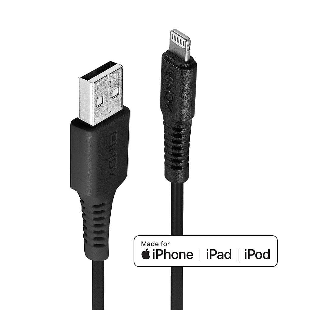 CABLU alimentare si date Lindy pt.smartphone Lightning (T) la USB 2.0 (T), 0.5 m, PVC, negru, "LY-31319"