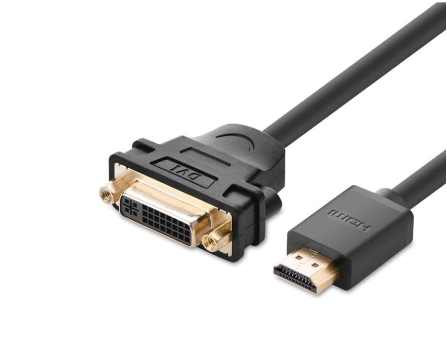 CABLU video Ugreen, HDMI (T) la DVI (M), rezolutie maxima FHD (1920 x 1080), conectori auriti, 0.2m, negru "20136") - 6957303821365 — miniatură
