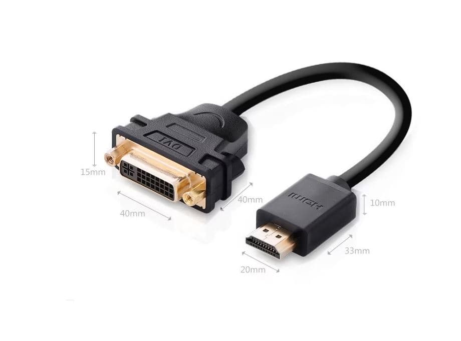CABLU video Ugreen, HDMI (T) la DVI (M), rezolutie maxima FHD (1920 x 1080), conectori auriti, 0.2m, negru "20136") - 6957303821365