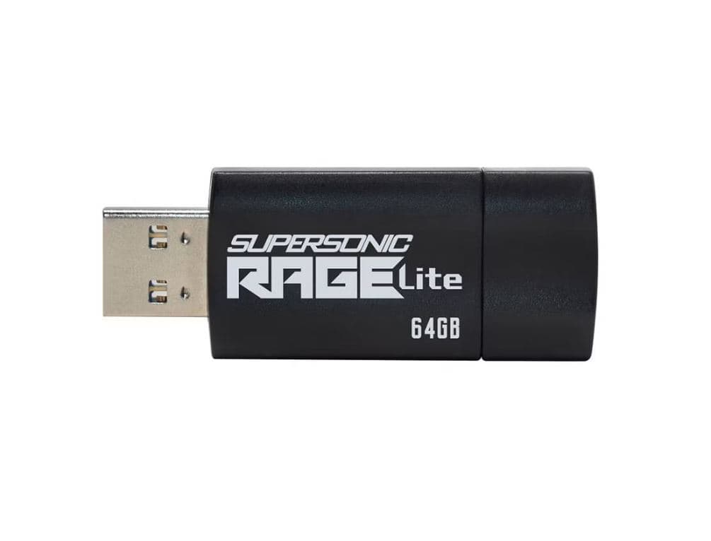 MEMORIE USB 3.2 PATRIOT Supersonic Rage Lite, 64 GB, protectie slide, negru, "PEF64GRLB32U" — miniatură