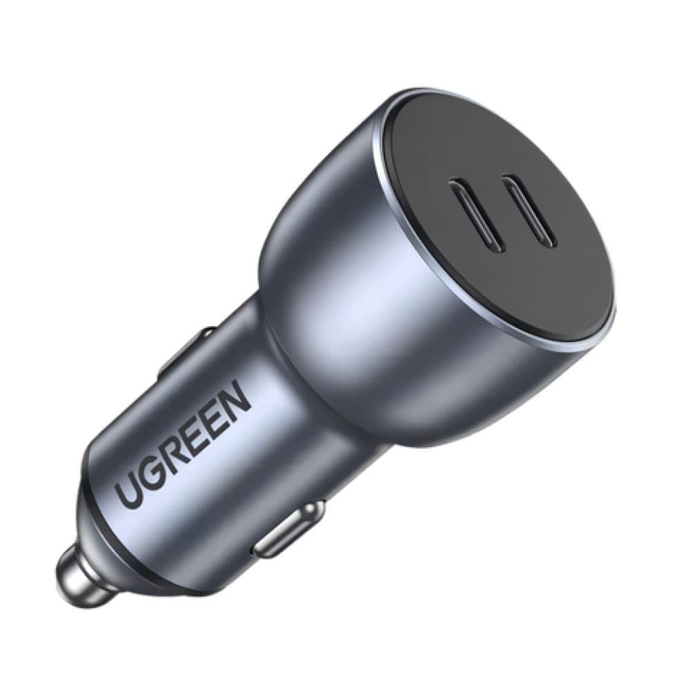 INCARCATOR auto Ugreen, "CD213" 2 x USB Type-C Output 5V/3A QC3.0, total output 36W, pt. bricheta auto, gri "70594" - 6957303875948