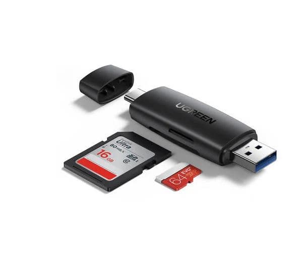 CARD READER extern Ugreen, "CM304" interfata USB 3.0/USB Type-C, citeste/scrie: SD, microSD viteza pana la 5Gbps, suporta carduri maxim 2TB,plastic,black "80191"-6957303881918