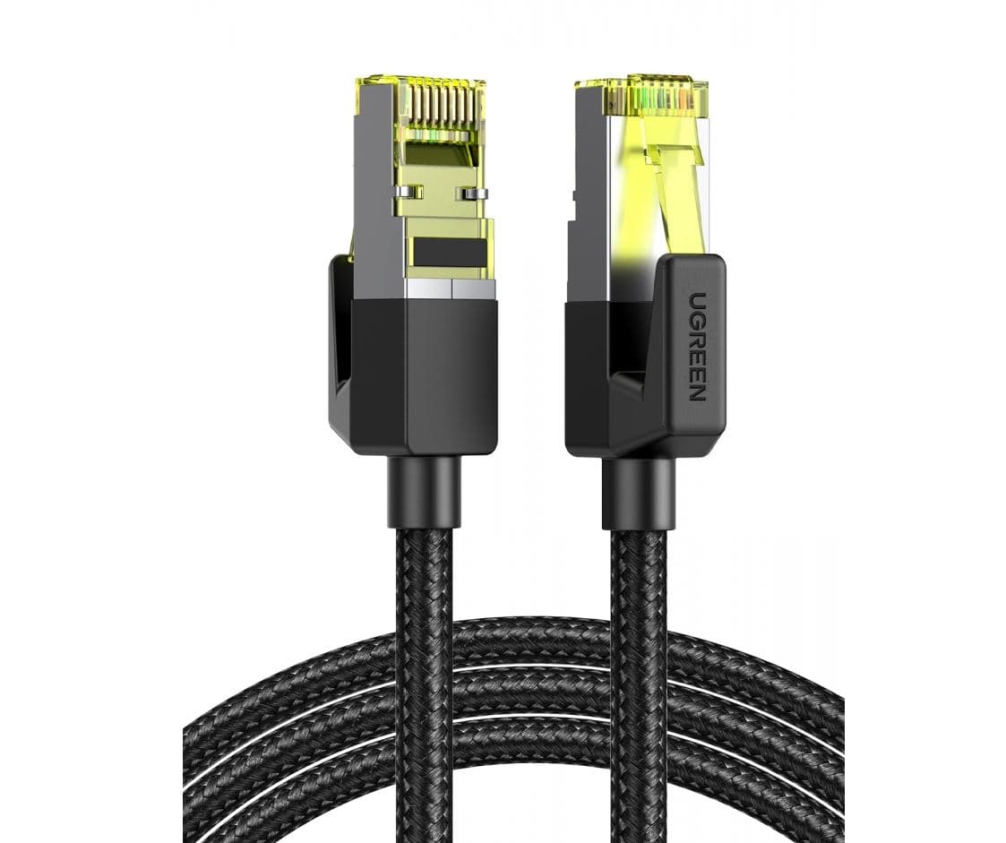 PATCH CORD UTP Ugreen Cat7, "NW150" cablu shielded rotund, viteza maxima 10 Gbps, braided, 5m, negru "80425" - 6957303884254
