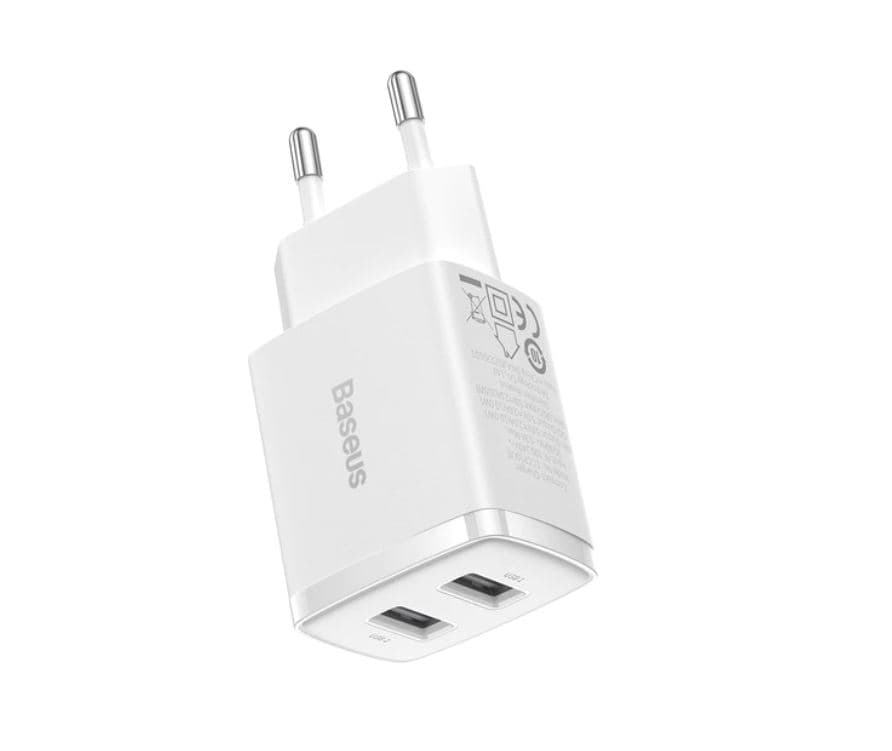 INCARCATOR retea Baseus Compact,10.5W, 2 x USB 5V/2.1A, alb "CCXJ010202" - 6932172606916 — miniatură