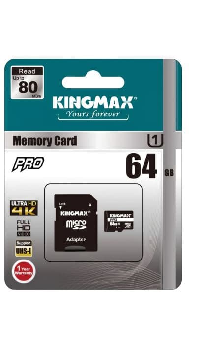 CARD MicroSD KINGMAX, 64 GB, MicroSDHC, clasa 10, standard UHS-I U1, "KM64GMCSDUHSP1A-1"