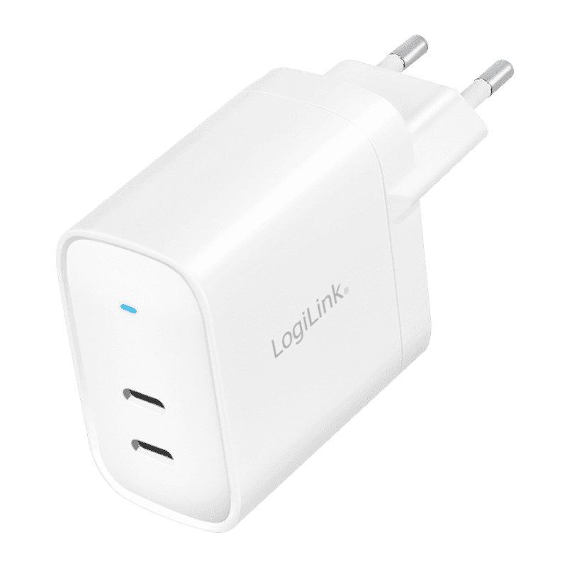 ALIMENTATOR retea 220V LOGILINK, universal, 2 x USB-C, maxim 11V/1.8A, GaN 40W, suport OCP/OVP/OHP/SCP, alb, "PA0282"