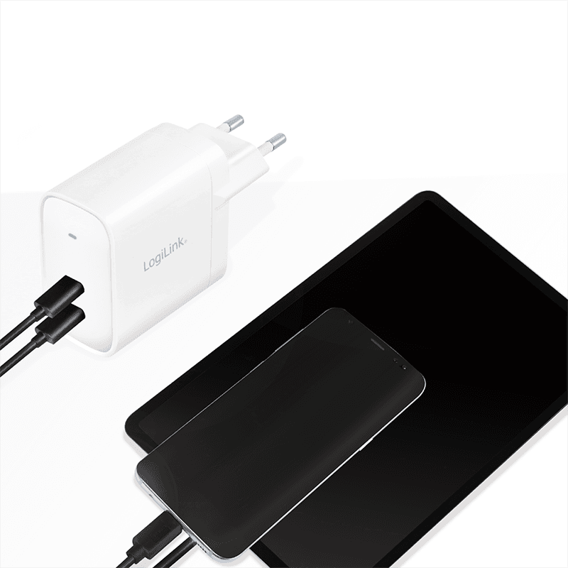 ALIMENTATOR retea 220V LOGILINK, universal, 2 x USB-C, maxim 11V/1.8A, GaN 40W, suport OCP/OVP/OHP/SCP, alb, "PA0282" — miniatură