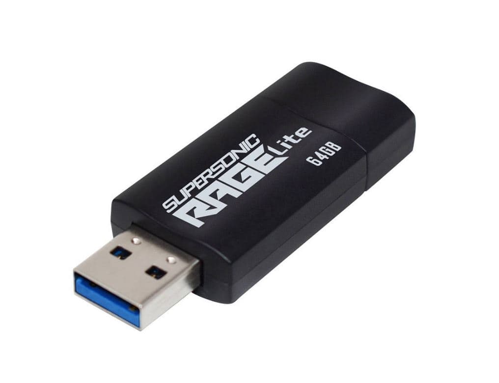 MEMORIE USB 3.2 PATRIOT Supersonic Rage Lite, 64 GB, protectie slide, negru, "PEF64GRLB32U"