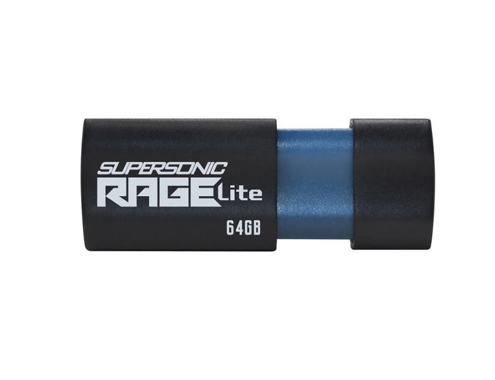 MEMORIE USB 3.2 PATRIOT Supersonic Rage Lite, 64 GB, protectie slide, negru, "PEF64GRLB32U" — miniatură