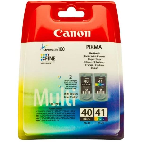 Combo-Pack Original Canon Black/Color, PG-40/CL-41, pentru Pixma IP1200|IP1300|IP1600|IP1700|IP1800|IP1900|IP2200|IP2500|IP2600|MP140|MP150|MP160|MP170|MP180|MP190|MP210|MP220|MP450, "BS0615B043AA"