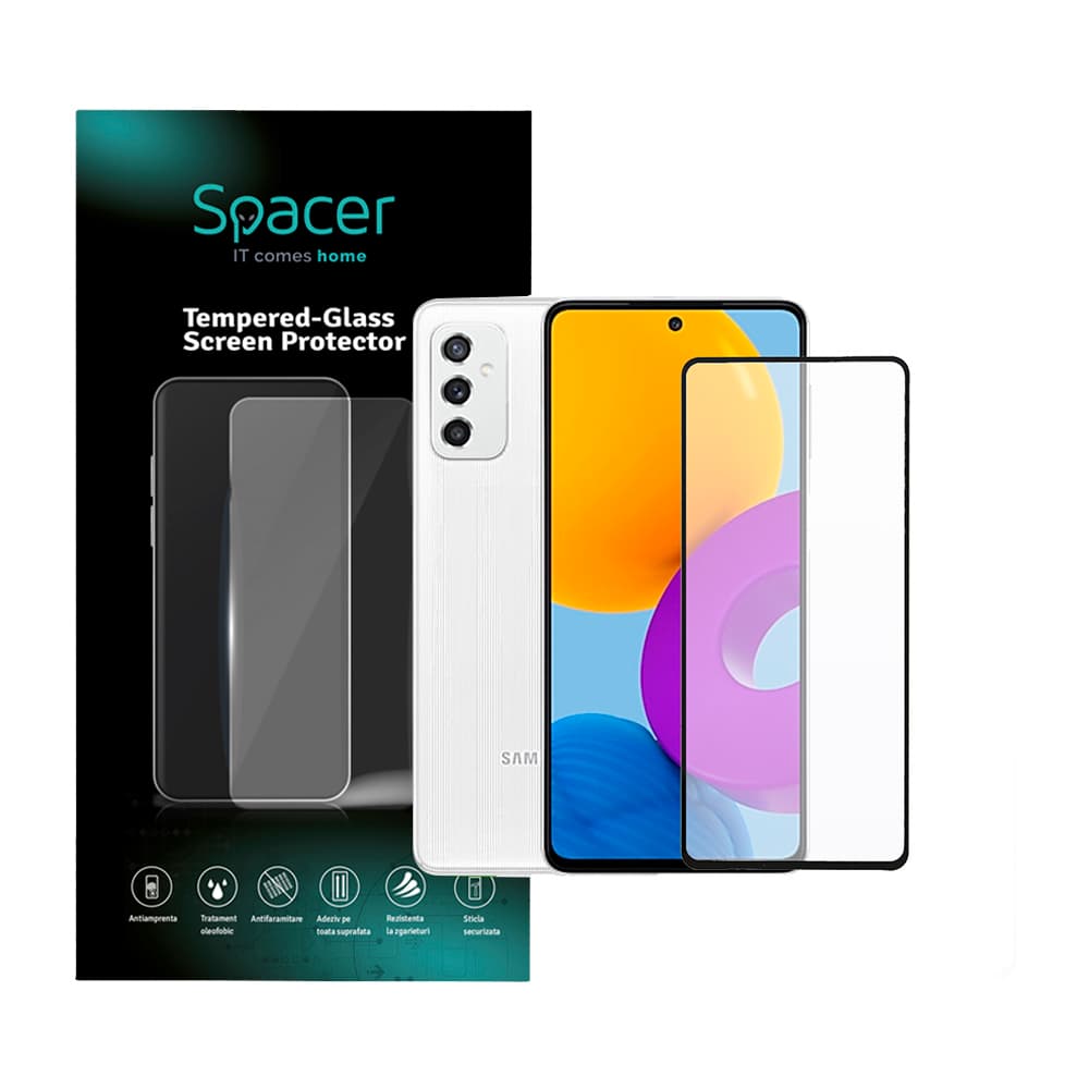FOLIE STICLA Spacer pentru Samsung Galaxy M52, grosime 0.3mm, acoperire totala ecran, strat special anti-ulei si anti-amprenta, Tempered Glass, sticla 9D, duritate 9H "SPPG-SM-GX-M52-TG"