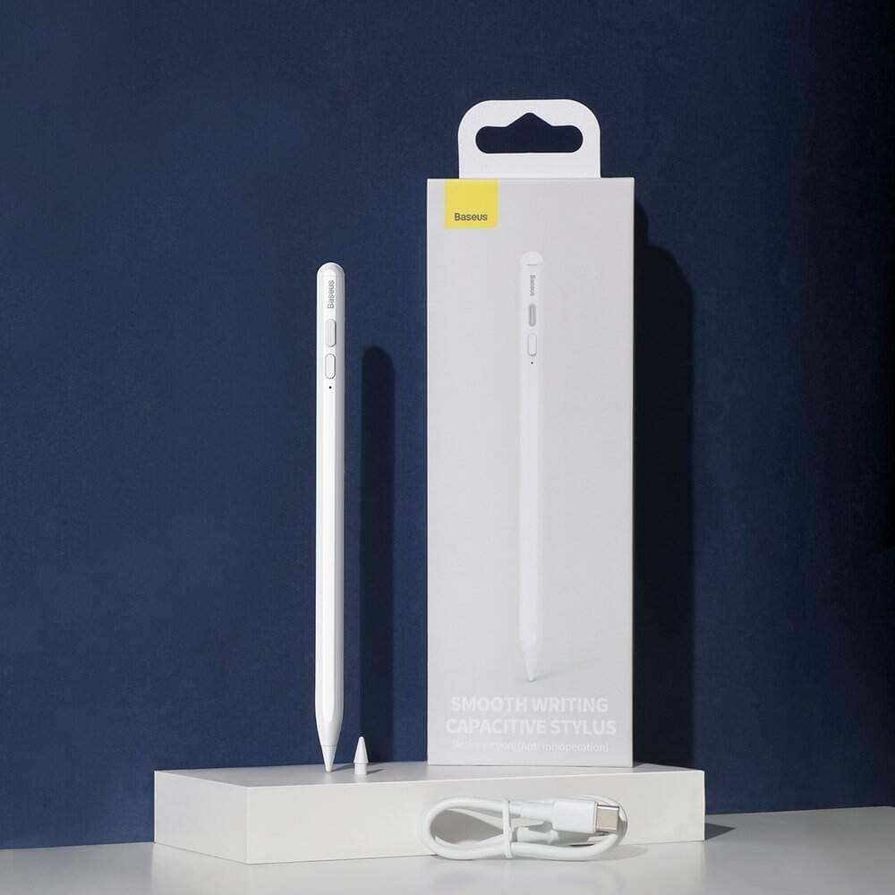 TOUCH PEN Baseus Smooth Writing 2 Series, indicator LED, incarcare Type-C, compatibil Ipad, alb "SXBC060502" — miniatură