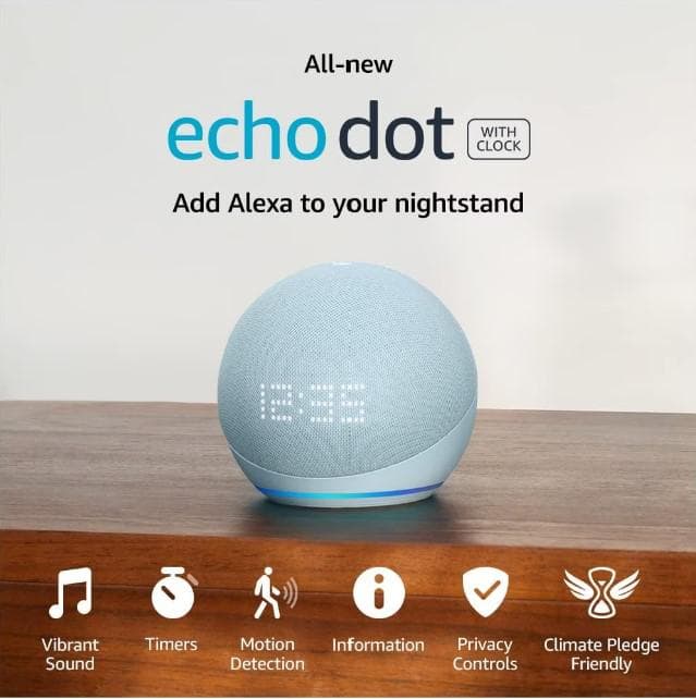 Amazon Echo Dot 5, Boxa cu ceas, Blue "B09B8RVKGW" — miniatură