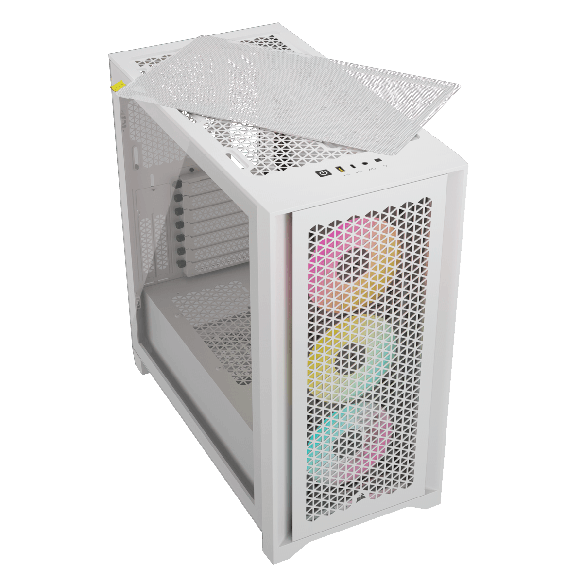 CARCASA Corsair iCUE 4000D RGB AIRFLOW Mid-Tower Case, True White - 3x AF120 RGB ELITE White Fans - iCUE Lighting Node PRO Controller - High-airflow Design "CC-9011241-WW" — miniatură