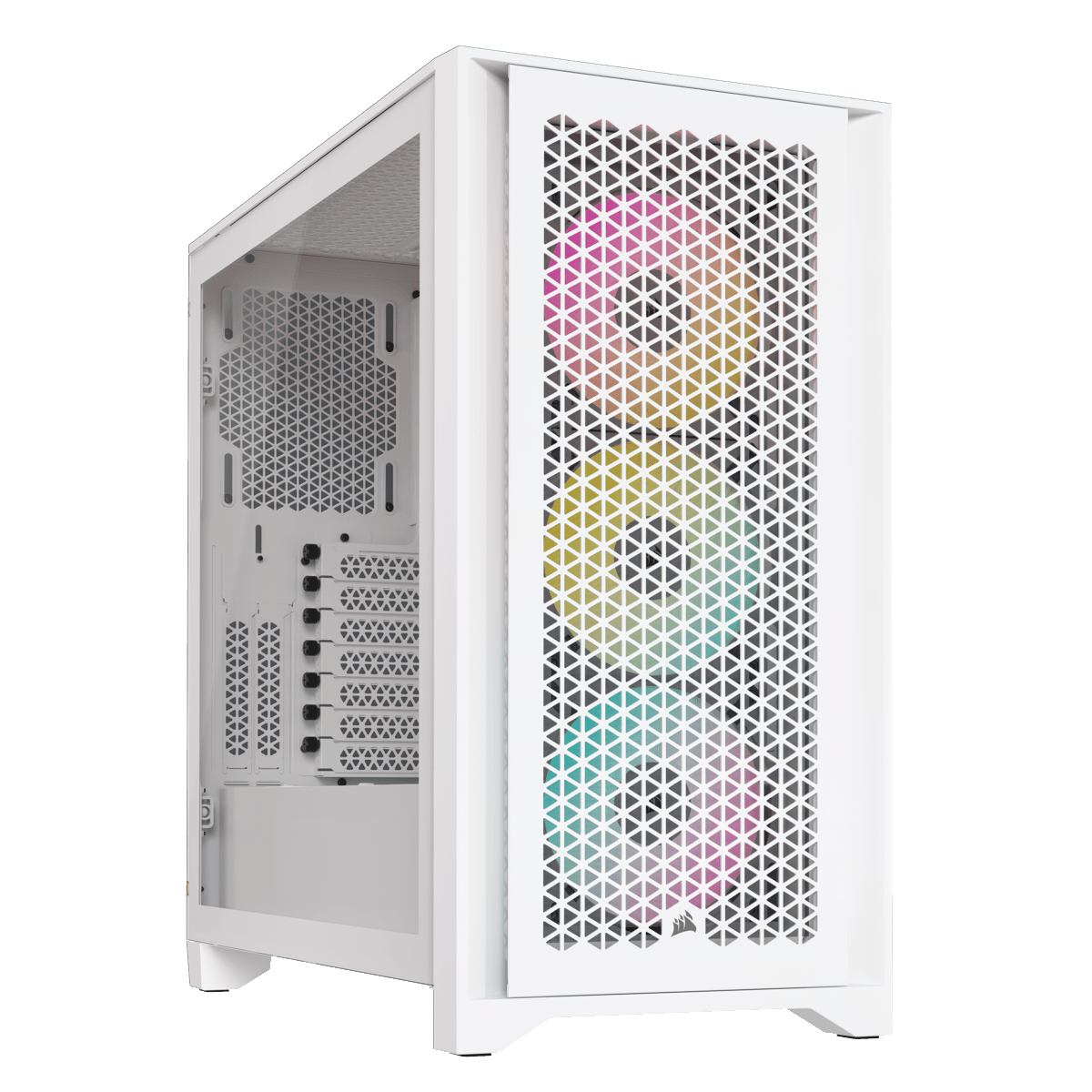 CARCASA Corsair iCUE 4000D RGB AIRFLOW Mid-Tower Case, True White - 3x AF120 RGB ELITE White Fans - iCUE Lighting Node PRO Controller - High-airflow Design "CC-9011241-WW" — miniatură